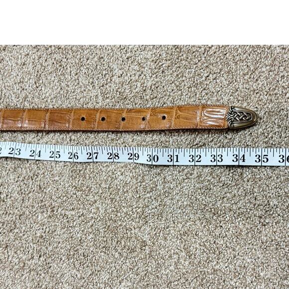 Brighton vintage Light Tan Leather Belt Silver Classic Small 28-30” Croc Emboss - Picture 5 of 5